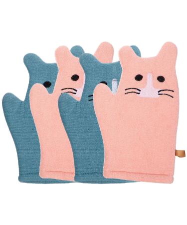POPETPOP 2 Pairs Children's Bath Gloves Exfoliating Glove Exfoliating Mitt Skin Scrubbing Mittens Reusable Shower Exfoliating Tool Shower Supplies Bath Towel Baby Cotton Clean