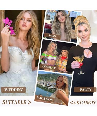 Rosooi 20 Inch Invisible Wire Hair Extensions - Light Brown mix Bleach Blonde - Adjustable & Secure Clip-in Synthetic Hairpieces for Women Daily & Party Use - Buy Online on GoSupps.com