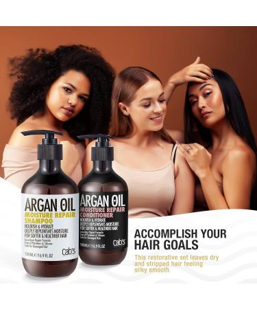 Cab's Moroccan Argan Oil Shampoo - Restorative & Volumizing Formula for All Hair Types | Paraben-Free Anti-Aging Care | Ideal Gift for Damaged Dry Color-Treated Hair - 16.9 fl oz - Buy Online on GoSupps.com