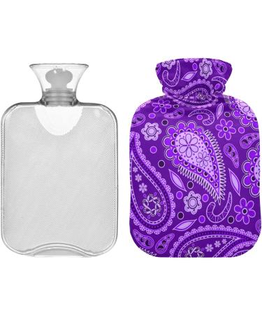 Buy Naanle Hot Water Bottle - 1L Transparent Purple Paisley Flowers for Pain Relief & Warm Therapy | Ideal for Back Hands & Feet - Buy Online on GoSupps.com