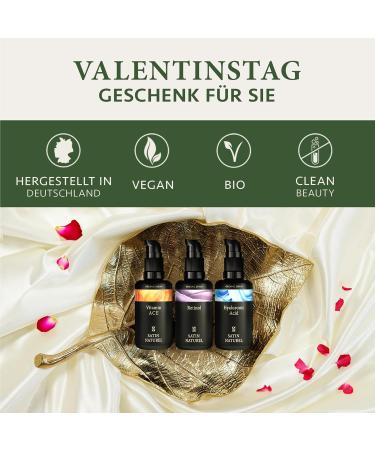 Beauty Set: Hyaluron Vitamin C & Retinol Serum (3x30ml) - Anti-Aging Anti-Acne & Moisturizing Vegan Skincare - Perfect Wellness Gifts & Cosmetics for Women - Buy Online on GoSupps.com