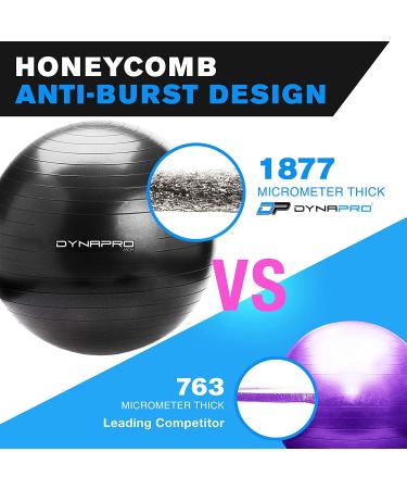 DYNAPRO 55cm Silver Exercise Ball - Extra Thick Anti-Burst Material for Home Gym, Yoga, and Pregnancy - Supports over 2200lbs - Buy Online on GoSupps.com