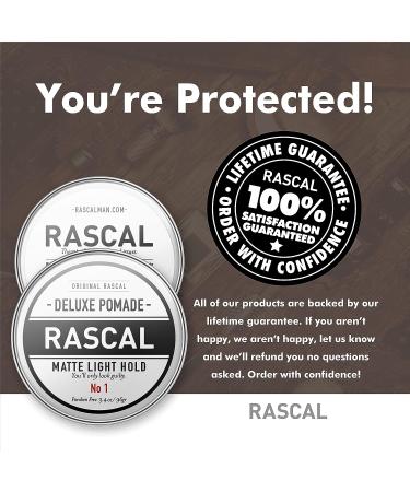 Rascal Deluxe Pomade No 1 - Matte Low Shine Light Hold Paste with Beeswax & Grapeseed Oil - TSA Friendly Container - 3.4oz - Buy Online on GoSupps.com