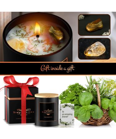 Simply Serene Tiger's Eye and Citrine Crystal Scented Candle | Long Burning Natural Soy Wax | Hand Poured Vegan | Pink Champagne Fragrance - Buy Online on GoSupps.com