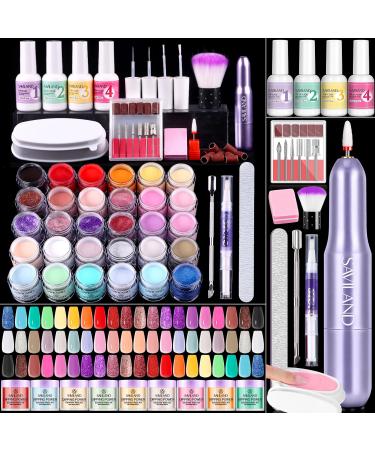 Saviland Dipping Powder Nails Set: 30farben dip nail powder Dipping Powder Nails Set Starter Kit with electrical nail miller complete dipping powder nail liquid set powder tablet nail thickness purple - Buy Online on GoSupps.com
