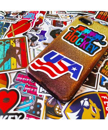 Hockey Stickers for Kids & Adults (100 pcs) | Waterproof Sports Vinyl Sticker Set for Laptop, Scrapbook | Re-Stickable Helmet, Luggage, Water Bottle Stickers by GlibertVillageGoods - Buy Online on GoSupps.com