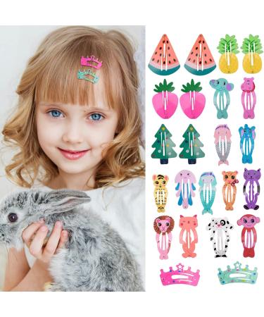 Volumoon 100Pcs Cartoon Clips Cute Hair Clips Girl Hair Clips Small Animal Colorful Metal Snap Barrettes Little Hairpin Hair Accessories Plastic Cartoon Clips for Toddlers Kids Girls - Buy Online on GoSupps.com
