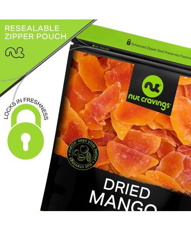 Sun Dried Mango Slices with Added Sugar (16oz) - Sweet Dehydrated Fruit Snack in Resealable Bag - Vegan & Kosher Certified - Buy Online on GoSupps.com