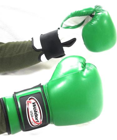 Woldorf USA Water Resistant Nylon Boxing Gloves Kickboxing Muay Thai Punching Bag Gloves - 16oz Vinyl Green - Buy Online on GoSupps.com