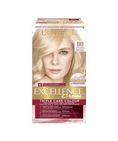 L Or al Paris Excellence Cr me Permanent Hair Color BB Soft Light Natural Blonde 100% Grey Coverage Hair Dye 1 EA (Packaging May Vary) Bb Soft Light Natural Blonde Cream formula