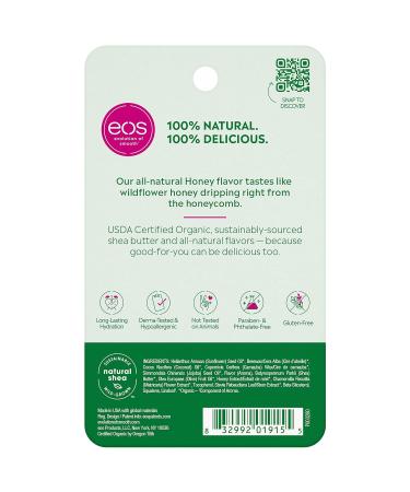 eos Lip Balm - Honey | USDA Organic Lip Care to Nourish Dry Lips | 100% Natural and Gluten Free | Long Lasting Hydration | 2 Pack - Buy Online on GoSupps.com