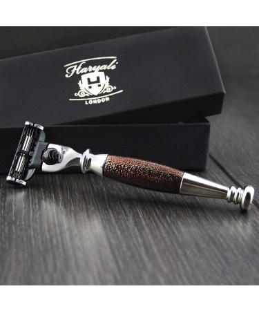 Haryali London 3 Blade Safety Razor | Hand Assembled Maroon Antique Handle for Men Perfect for Beard & Mustache Grooming - Buy Online on GoSupps.com