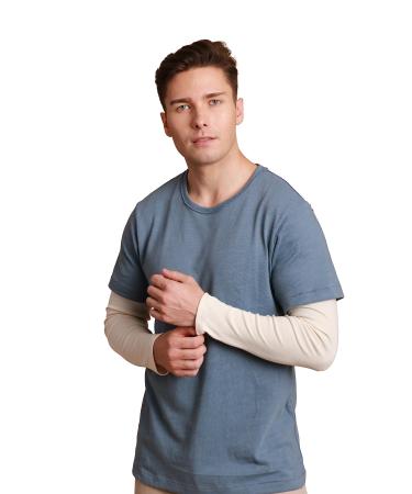 Cottonique Allergy-Free Organic Cotton Therapeutic Arm Sleeve for Eczema Psoriasis and Contact Dermatitis (Natural Small)
