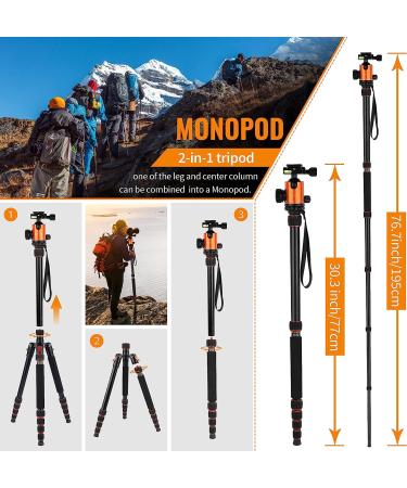 VICTIV 80 Camera Tripod - Aluminum Heavy Duty DSLR Tripod for Travel with 360 Ball Head and Carry Bag - Professional Tripod for Canon Nikon - AT40 Orange - Buy Online on GoSupps.com