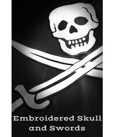 Pirate Flag - 3X5 Ft Outdoor Nylon Jolly Roger Banner Double Sided Embroidery, Brass Grommets, Boat Use | Calico Jack Style - Buy Online on GoSupps.com