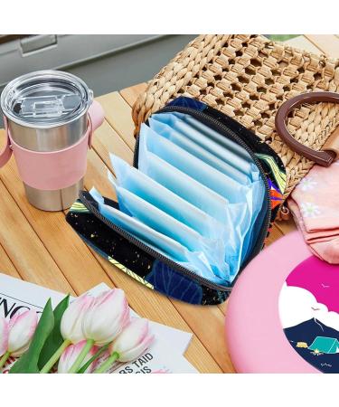 Menstruation Pad Bag with Zipper | Women's Napkin & Tampon Organizer | Black Floral & Tropical Designs - Buy Online on GoSupps.com