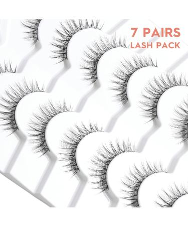 Buy False Eyelashes - Natural Wispy Look C Curl Strip Lashes 10mm Short 0.1MM Thin Band - Siligli Eyelashes 7 Pairs Classic S64 - Buy Online on GoSupps.com