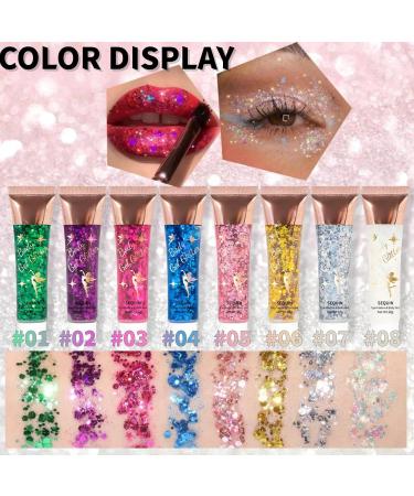  Beliky Girl Set of 4 glitter body gels long-lasting glitter liquid eyeshadows thick glitter gel makeup kit for parties and festivals (set B) - Buy Online on GoSupps.com