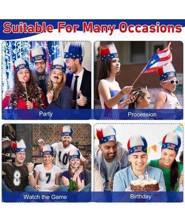 XunYee 4th of July Patriotic Headband Set - Red, White, Blue American Flag Wig for Independence Day - Buy Online on GoSupps.com
