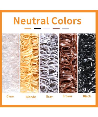 Elastic Hair Bands Set - 600 Mini Rubber Bands with Organizer Box | Soft Small Hair Ties for Kids & Adults | Hair Accessories for Men, Women, Toddler - 5 Neutral Colors - Buy Online on GoSupps.com