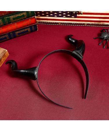 Housoutil Devil Horns Headband Black Cosplay Ox Horn Headband Matte Ox Horn Hair Loop Gothic Halloween Costume Headdress for Photo Shoot Cosplay Masquerade Dress up Show Halloween - Buy Online on GoSupps.com