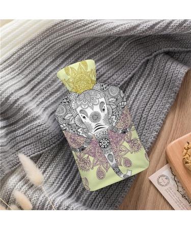 Elephant Floral Hot Water Bottle with Plush Cover - 26.5x15.3cm Bed Warmer for Adults & Kids | International Shipping - Buy Online on GoSupps.com