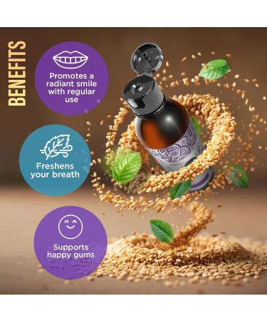 GuruNanda Sesame Mint Oil Pulling Mouthwash for Gentle & Natural Oral Care Pure Sesame & Mint Extracts Supports Happy Gums & Oral Hygiene Alcohol-Free 8 Oz - Buy Online on GoSupps.com