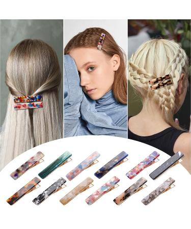Acrylic Resin Hair Clip Set - 12Pcs Alligator Bobby Pins Hair Accessories for Women & Girls - Perfect for Birthday, Christmas, Valentines Day Gifts - Buy Online on GoSupps.com