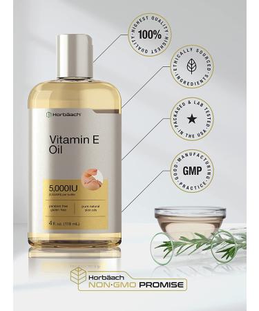 Natural Vitamin E Oil 5000 IU | 8 oz Value Pack | Skin, Hair & Face | Vegetarian, Non-GMO, Gluten-Free | Horbaach - Buy Online on GoSupps.com