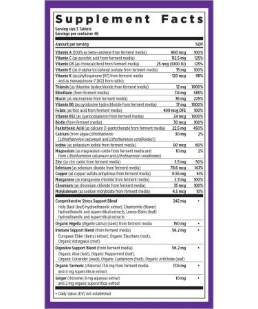 New Chapter Perfect Calm Multivitamin for Stress & Mood Support - 144 Count Calming Formula with B Vitamins, Holy Basil, Lemon Balm & Organic Non-GMO Ingredients - Buy Online on GoSupps.com