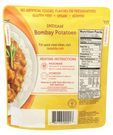 Tasty Bite Bombay Potatoes 10 oz - Authentic Indian Cuisine Ready in Minutes - Buy Online on GoSupps.com