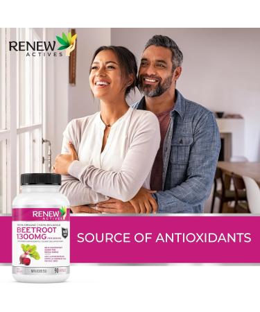 Renew Actives Organic Beetroot Supplement 1300mg - Pure Beetroot Powder for Circulation Natural Energy & Antioxidant Benefits - High-Potency Superfood Made in Canada - 90 Veggie Capsules (2pk) 90 Count (Pack of 2) - Buy Online on GoSupps.com