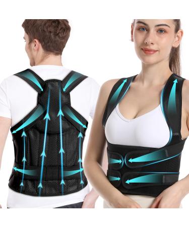 KKM Back Brace Posture Corrector for Women and Men Scoliosis and Hunchback Correction Adjustable Back Straightener Provides Shape For Neck Shoulders Back(Waistline 31-38 Inch Medium)