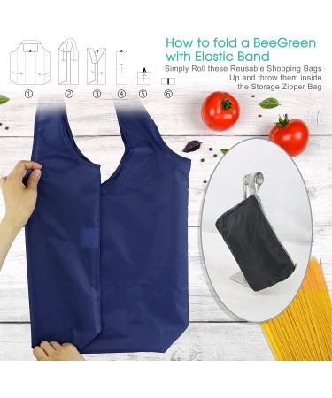 BeeGreen 12 Pack Bulk Reusable Grocery Bags - Durable, Machine Washable, X-Large 50LBS Capacity - Heavy Duty Folding Bags in Multicolor with Zipper Storage Bag - Buy Online on GoSupps.com