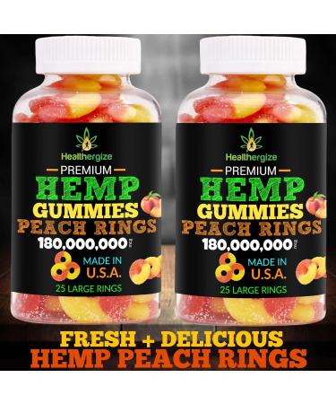 2PACK Hemp Gummies-Fresh Delicious Gummy Peach-for Sleep, Calm and Relax, Back-Premium Hemp Oil Gummy Edibles, Natural Hemp Party-Made in USA - Buy Online on GoSupps.com