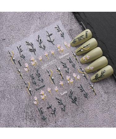 JMEOWIO 6 Sheets 3D Embossed Spring Flower Nail Art Stickers Decals Self-Adhesive 5D Colorful Summer Floral Nail Supplies Nail Art Design Decoration Accessories - Buy Online on GoSupps.com