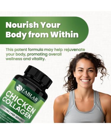 FabLab Chicken Collagen Type II Supplement - Nutritional Supplement for Joint, Nerve & Bone Support - Non-GMO, Anti-Aging Dietary Product with Hydrolyzed Peptides- 100 Capsules Chicken Collagen 100 capsules - Buy Online on GoSupps.com