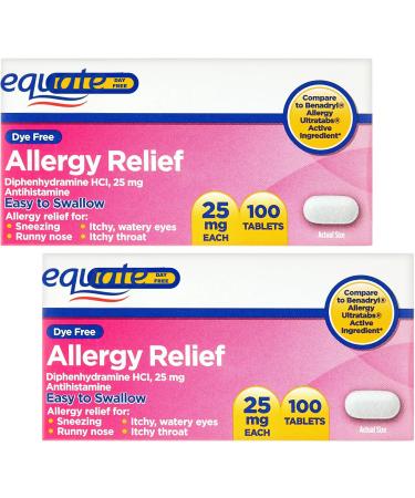 Dye-Free Allergy Relief 25 mg 100ct Tablets (Pack of 2)
