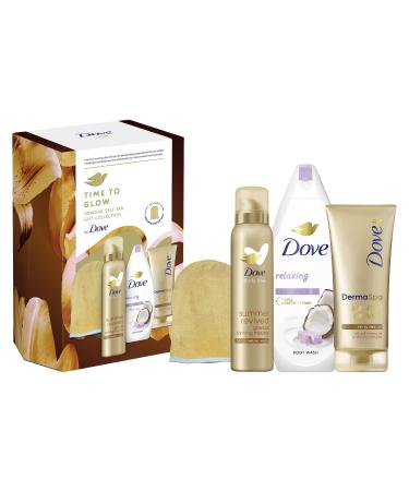 Dove Time to Glow Gradual Self Tan Collection Set with a Tan Applicator for Her 3 Piece