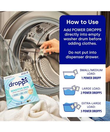 Buy Dropps Sensitive Skin Laundry Detergent Pods - Crisp Breeze | Vegan Dye-Free HE Compatible - 64 Tablets for Clean Clothes - Buy Online on GoSupps.com