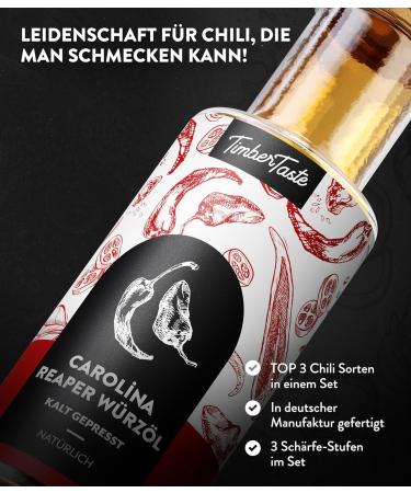 Timber Taste Sharp Chili Oil Gift Set - Premium 3x100ml Essential & Food Oils for Men & Women - Perfect Gourmet Gift for Chili Lovers - Buy Online on GoSupps.com