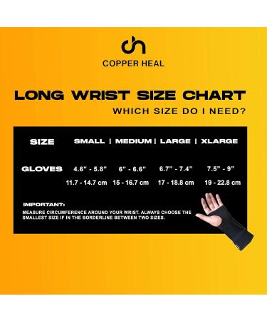 COPPER HEAL Long Wrist Brace - Adjustable Compression Sleeve for Carpal Tunnel Relief - Support for Right & Left Hands - Night Support & Recovery - Black - Buy Online on GoSupps.com