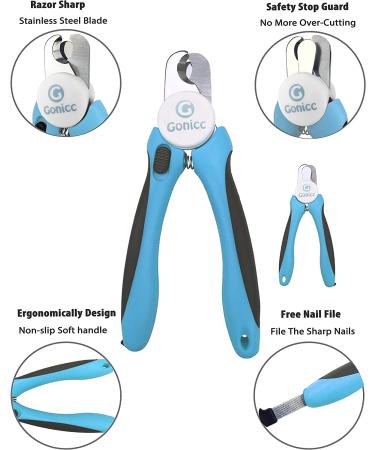 Gonicc Dog & Cat Nail Clippers with Safety Guard - Small to Medium Breeds, Free Nail File Included - Razor Sharp Blades - Buy Online on GoSupps.com