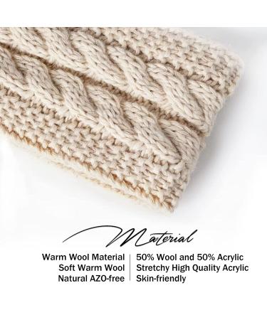 Wool Winter Headbands for Women 2 Pack - Black+Dark Gray Ear Warmers Knit Headband with Fleece Lining - Cold Weather Ear Muffs - Buy Online on GoSupps.com