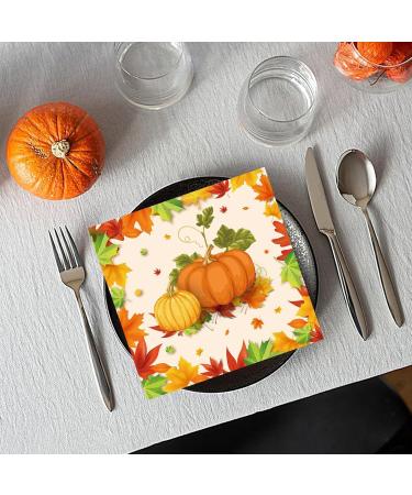 Plates | Pumpkin Maple Decorations Favors Maple Leaves Pumpkin Decor Fall Tableware Autumn Leaves Tableware Set Harvest Decoration Serve 16 Guests Tissue - Buy Online on GoSupps.com