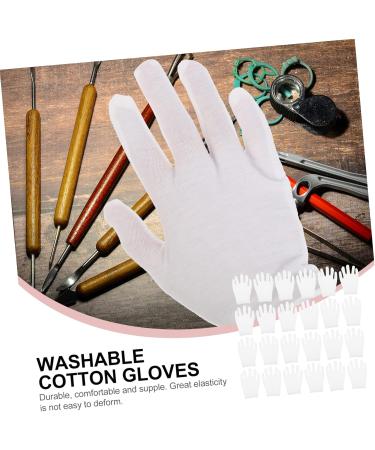 Ipetboom 12 Pairs Washable Cotton Gloves Sleep Gloves Jewelry Inspection Gloves Womens Glives Ladies Watches Working Gloves Shoelace Charms Womans Elastic Cotton Gloves Thicken Coin White 21x11x7cm - Buy Online on GoSupps.com