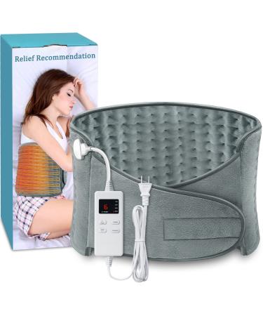          Heating Pad for Back Pain and Cramps Relief  (12x24+20'') Large Menstrual Heating Pad with 4 Timer Auto Shut Off & 6 Heat Setting Electric Heat Pad with Belt  Dry & Moist Therapy