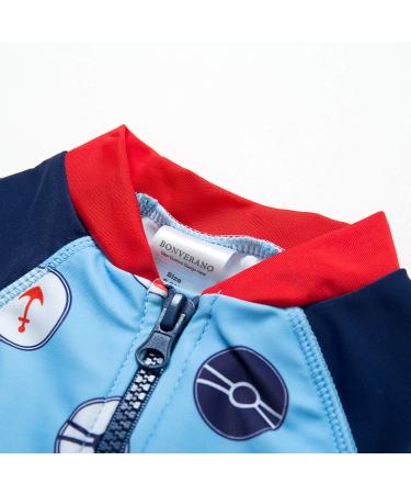 BONVERANO Baby Boys Swimsuit | Long-Sleeve One Piece Swimwear | UPF 50+ Sun Protection | Blue | 9-12 Months - Buy Online on GoSupps.com