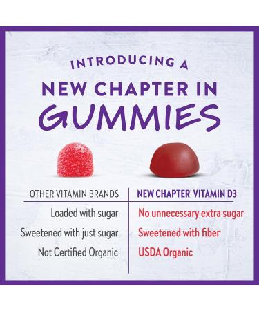 New Chapter Organic Vitamin D3+ Gummies 72% Less Sugar 1 000 IU USDA Organic Vitamin D ONE Daily Gummy for Strong Bones & Muscle Function Non-GMO Gluten Free Mixed Berry Flavored 60ct - Buy Online on GoSupps.com