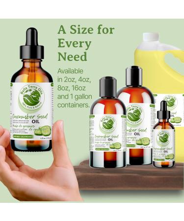 Cucumber Seed Oil. 120ml. 100% Pure. Cold-pressed. Unrefined. Organic. Carrier Base Oil. Chemical-free. Promotes Skin Hydration. Lightweight. Natural Moisturizer for Hair Skin Nails Stretch Marks. Bella Terra Oils. 120 ml (Pack of 1) - Buy Online on GoSupps.com
